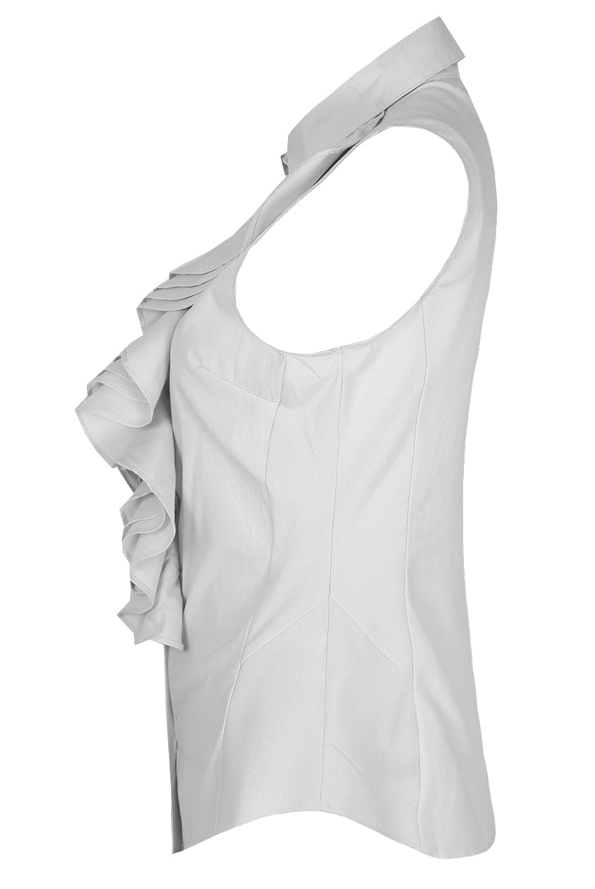 MONSE Sleeveless Button Up Blouse Asymmetrical Ruffled Collar/Front White outlet Size 4